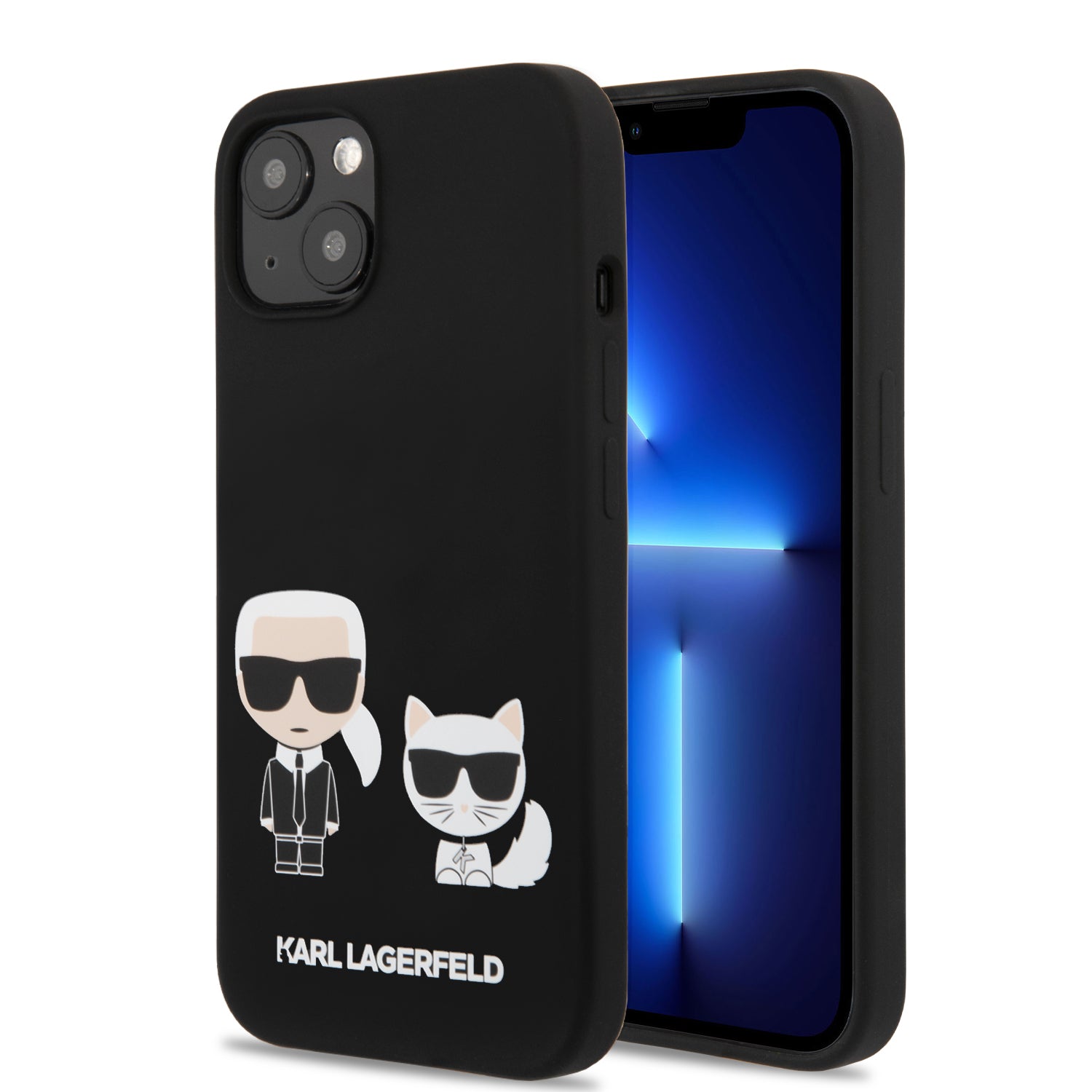Karl Lagerfeld and Choupette Liquid Silicone White Coque iPhone 13