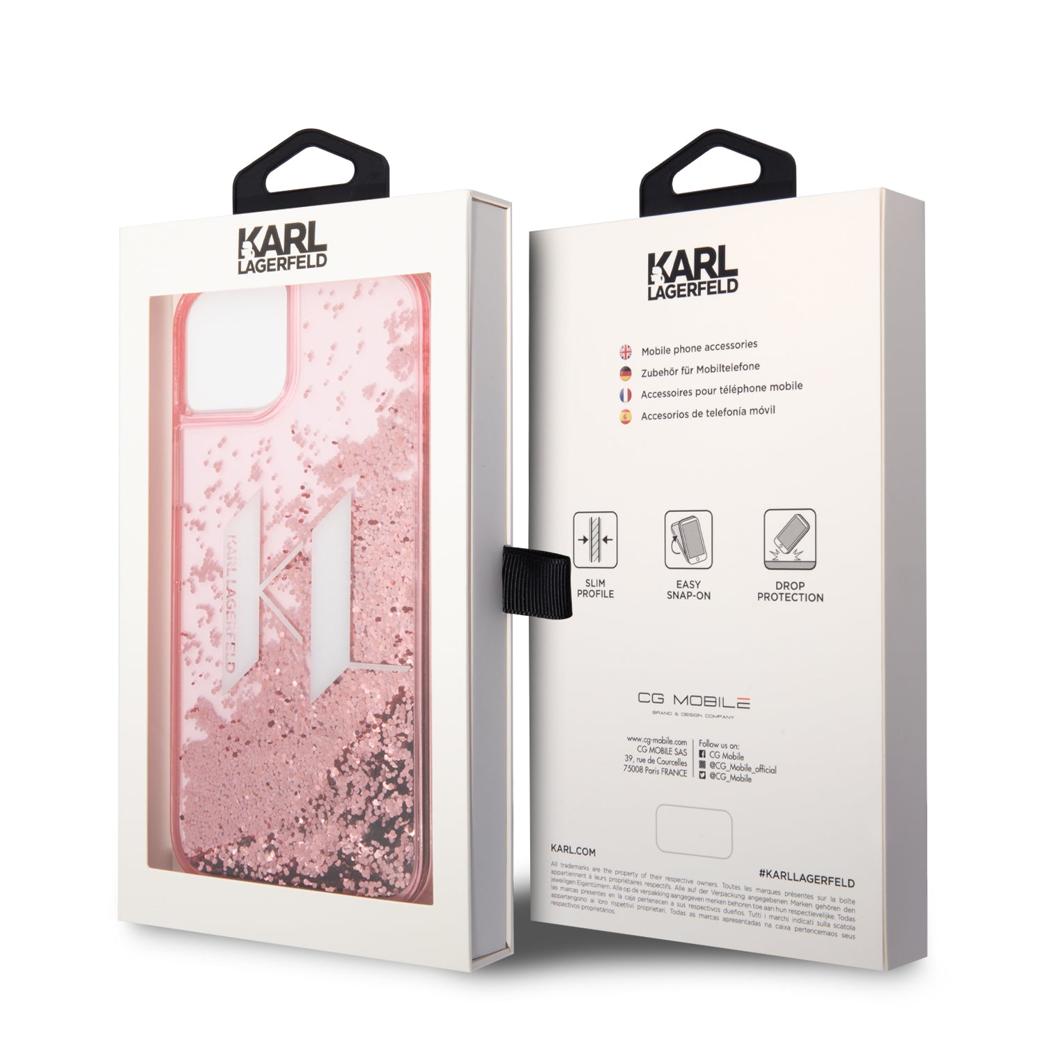 iPhone 14 Plus - PC/TPU Pink Liquid Glitter Case Round Rsg Logo