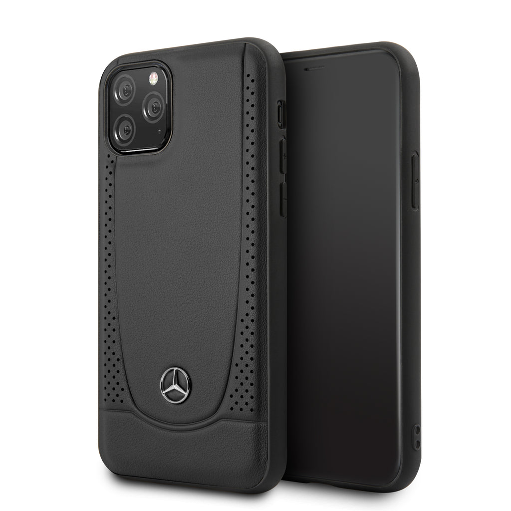 Mercedes-Benz Phone Case for iPhone 11 Pro Max Real Leather Black 