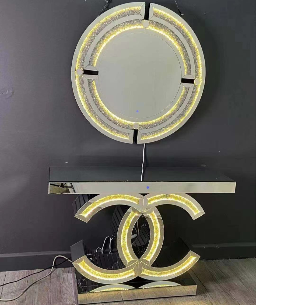 Ashton Console Table & Mirror in Black, Console Sets