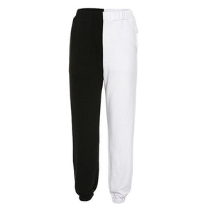 white and black sweatpants