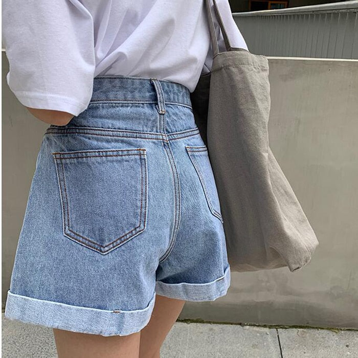 wide jean shorts