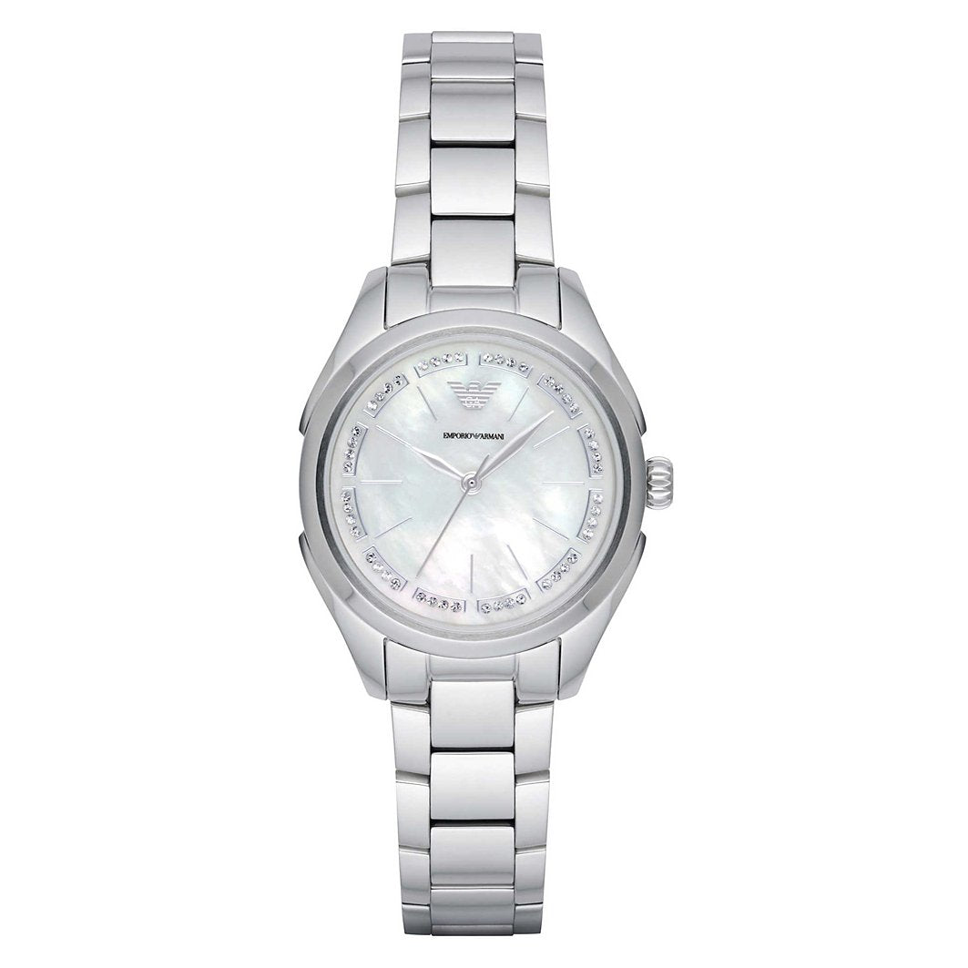 Ladies / Womens Valeria Silver Stainless Steel Mother of Pearl Emporio ...