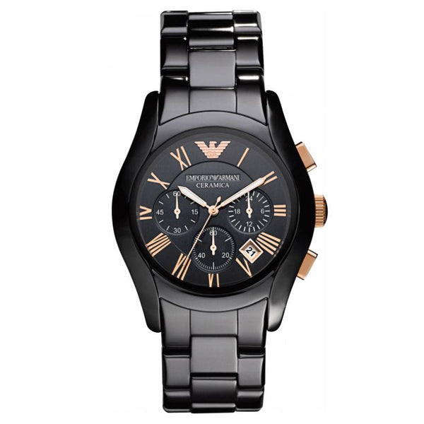 mens black and gold armani watch