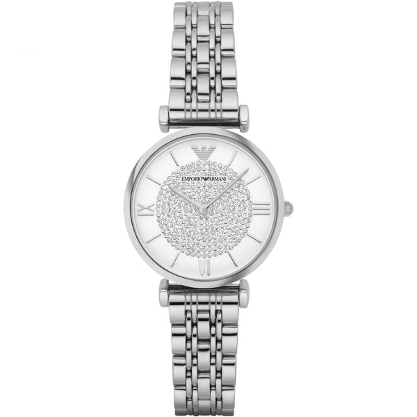 ladies white crystal ceramic chronograph emporio armani watch ar1456