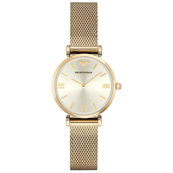 emporio armani slim ladies silver & rose gold watch ar1926