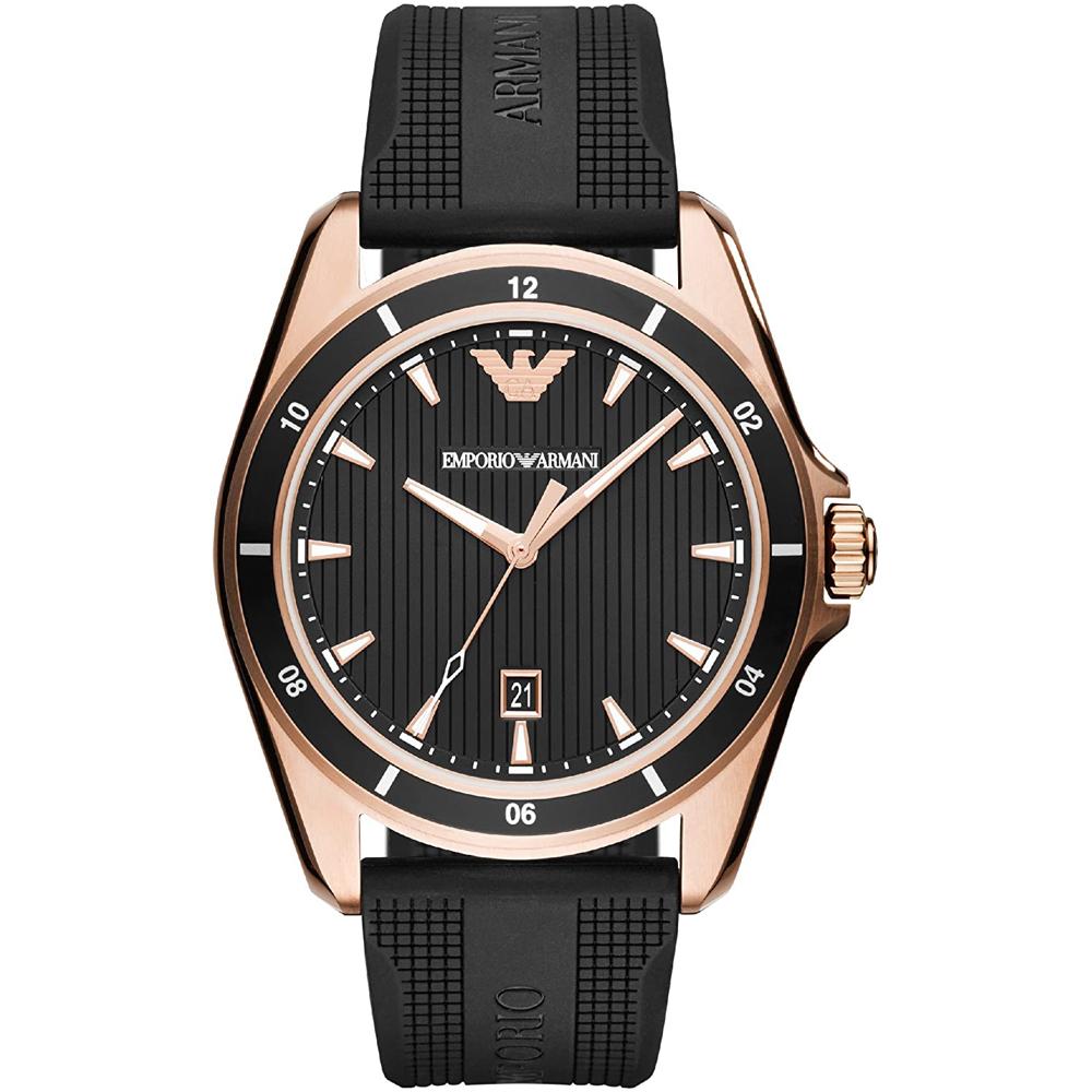 Mens / Gents Rose Gold Black Rubber Strap Emporio Armani Designer Watch  AR11101 from Real Designer Watch Company