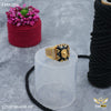 Freemen Lion face Black stone with ad golden ring for men - FMRI88