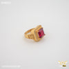 Freemen Square Om Golden Red Stone Ring design for men - FMRI92