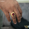Freemen Square Om Golden Red Stone Ring design for men - FMRI92