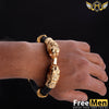 FreeMen lion Face Black Leather Genda Kada for Men FMK17