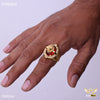 Freemen lion fash Ring with red stone - FMRI64