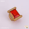 Freemen Damru Big Red AD Design Golden Ring - FMRI38