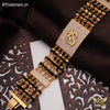 Freeman OM 5 Line Broad Golden Rudraksha Bracelet for Men- FMR09