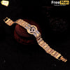 FreeMen's designer IPS plated V2 golden OM bracelet for Men FM381