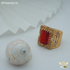 Freemen Red Stone with Diamond Golden Plated Ring - FM148