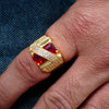 Freemen Across Red with AD Stone Golden Ring- FMRI03