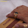 Freemen Black Hexagon Stone Golden Plated Ring for Men - FM259