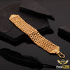 Three Line Singapuri Broad Gold Plated Bracelet for Men FMGA013