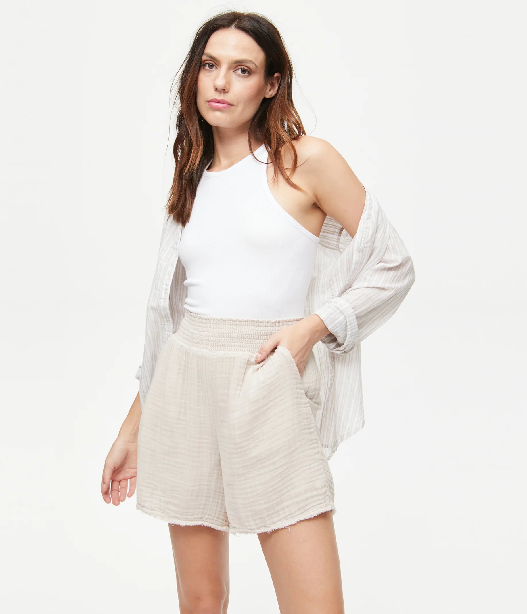 Sia Gauze Shorts | Cement