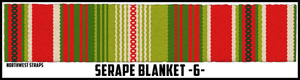 Red green and white serape blanket.  Textile fabric patterned unique design for webbing, straps, keychains and lanyards.