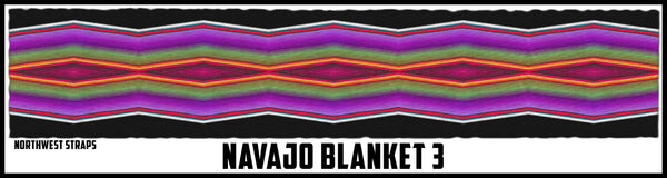 Red black pink orange green Navajo blanket. Custom textile design by Northwest Straps.