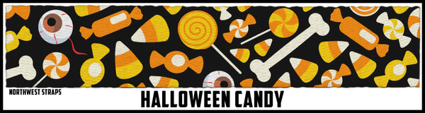 Custom webbing design. Candy with a Halloween flair.