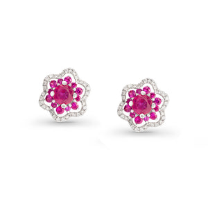 
            
                Load image into Gallery viewer, Floral Ruby Statement Earrings
            
        