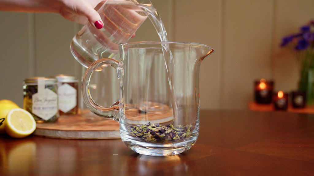 Pouring Hot water onto tea leaves