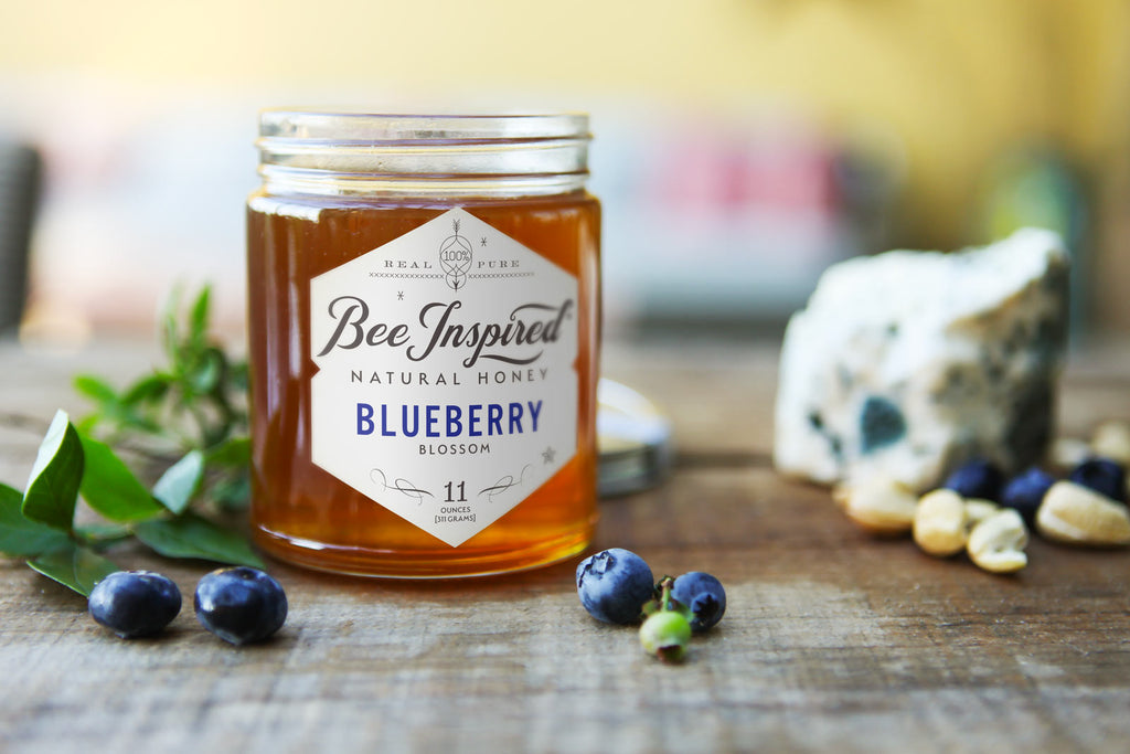 Bee Inspired Blueberry Honey with blue cheese