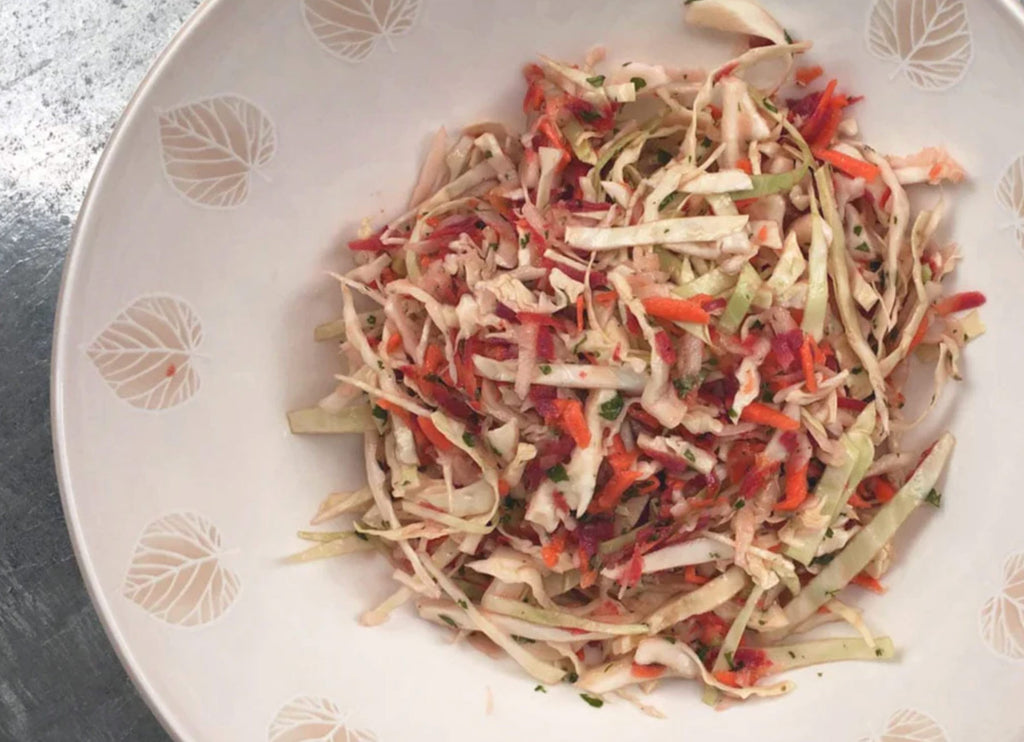 Healthy slaw on a white plate