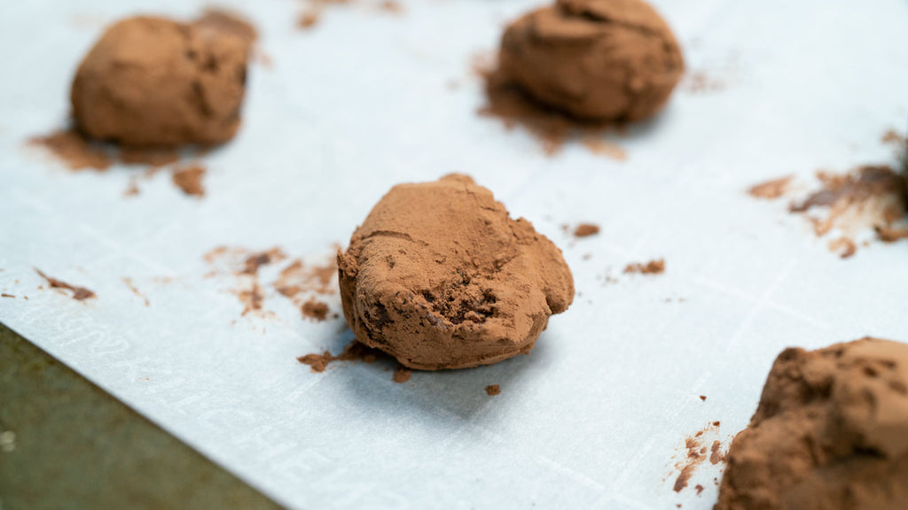 Honey Chocolate Truffles by Bee Inspired on a tray