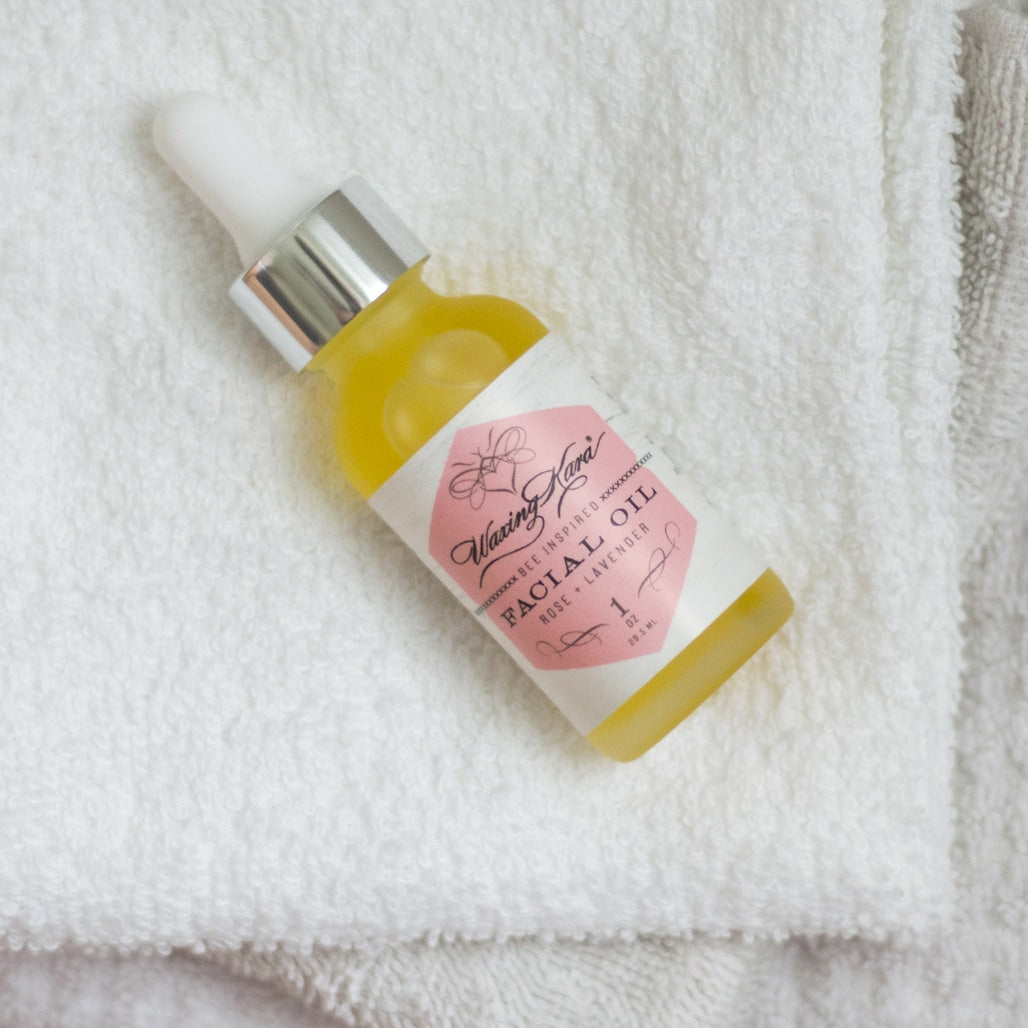 Bee Inspired Facial Oil with face towels