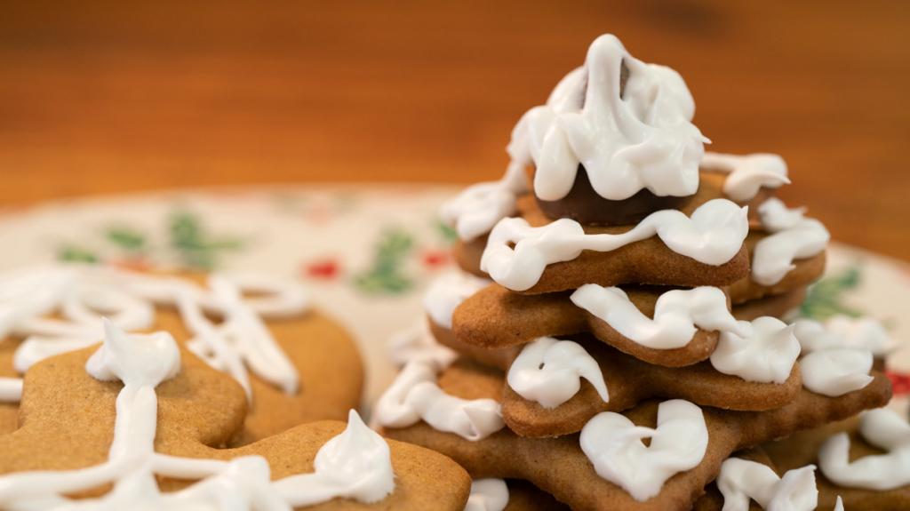 stack of iced gingerbread cookies