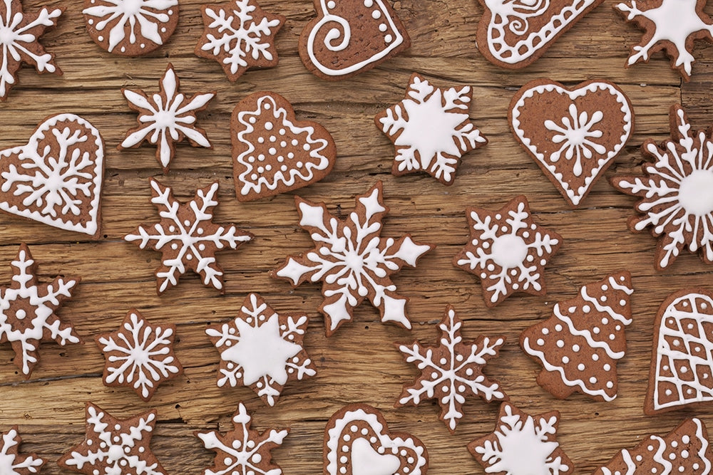 gingerbread cookies with white royal icing decoration