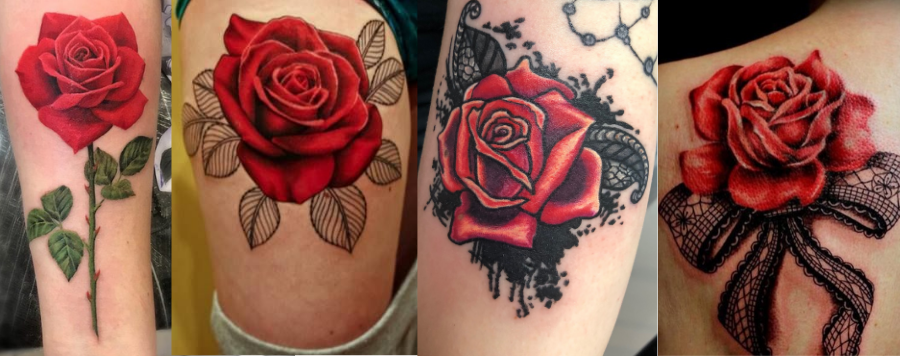 tatouage rose rouge