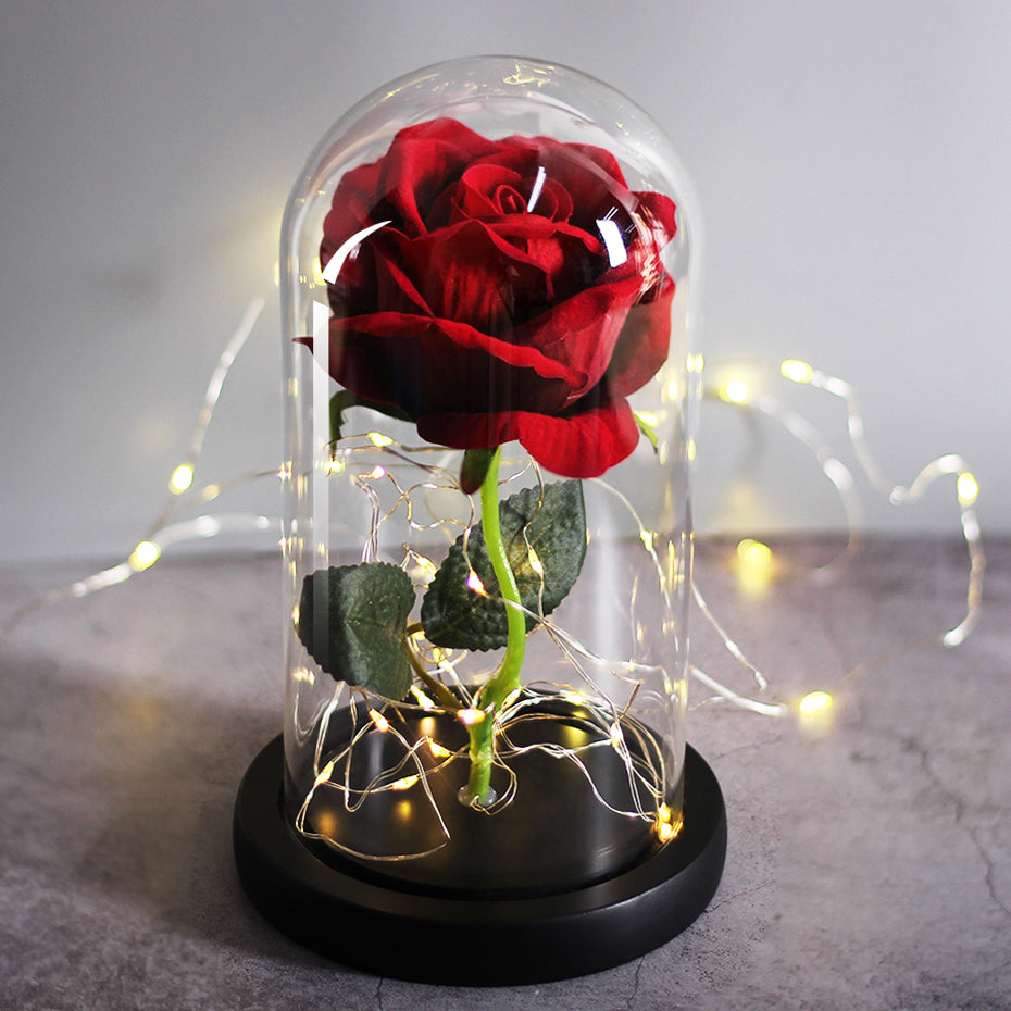 Rose Éternelle sous Cloche LED Rouge | Royaume Éternel