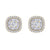 Square halo stud earrings in yellow gold with white diamonds of 0.50 ct in weight