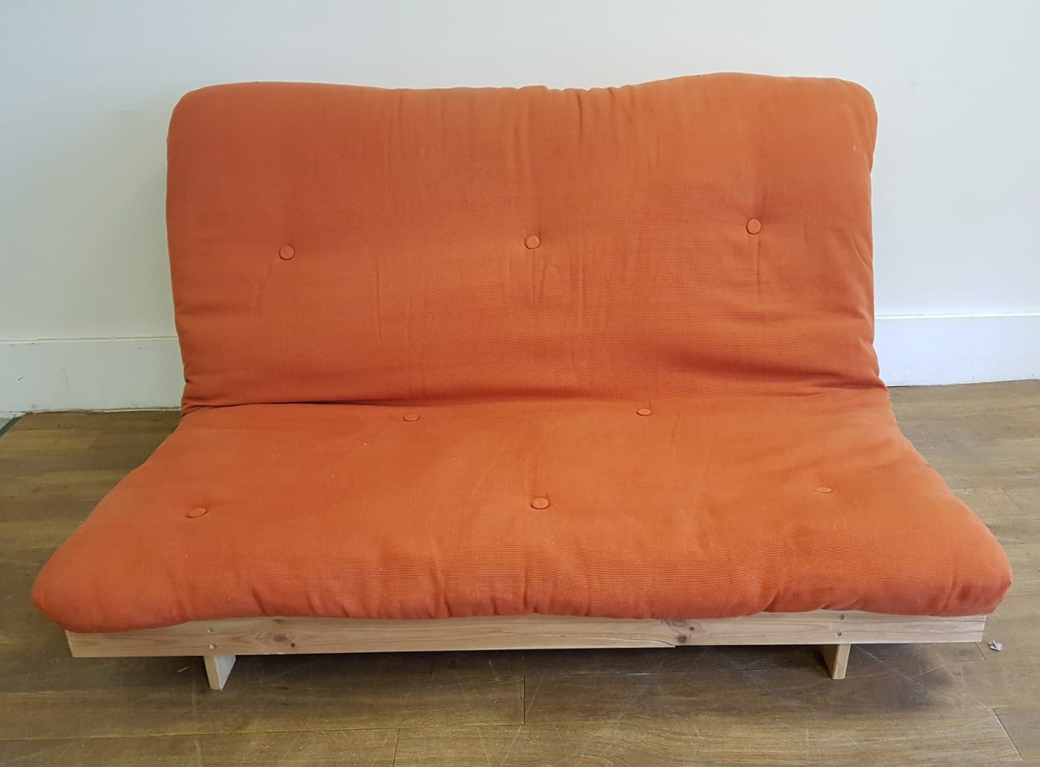 Solid Pine 2 Seater Sofa Bed By Futon Company Orange Pine 020721 02 Bright Sparks Re Use Repair