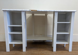 IKEA BRUSALI Corner Desk, White/Marble Effect Wall-Paper - 186542