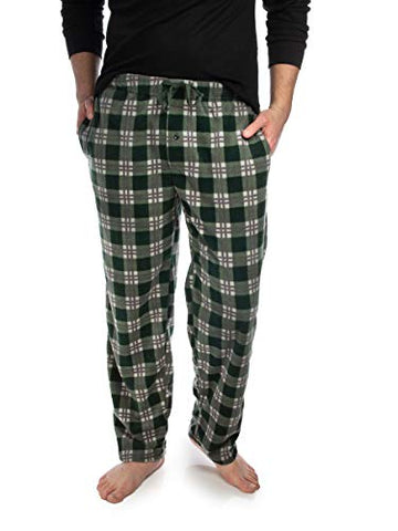 DG Hill (3 Pairs) Mens PJ Pajama Pants Bottoms Fleece Lounge Sleepwear Plaid PJs with Pockets Pants (Red, Blue & Green) Multicolor XL: 36-38