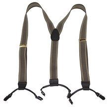 Load image into Gallery viewer, Holdup Brand Tan and Taupe Jacquard Weave Double-Up Suspenders with Patented Black No-slip Clips
