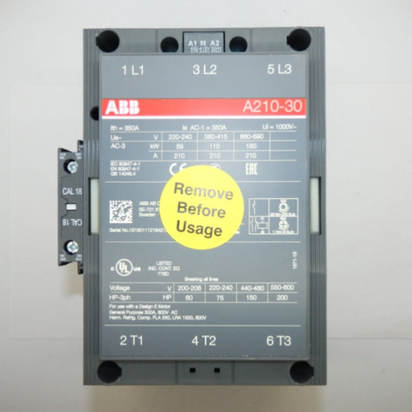 ABB 3-Pole 192A NEMA Panel Mount A-Line Contactor A210-30-11-34