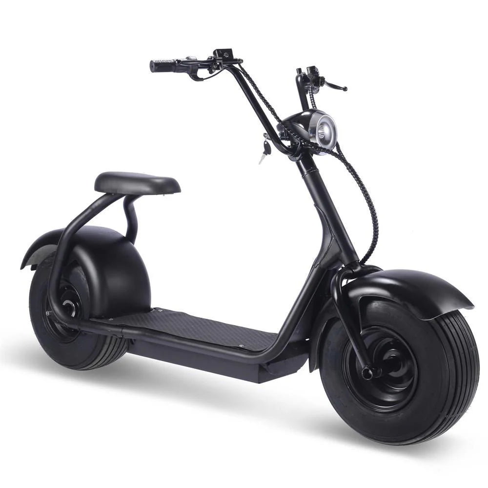 the MotoTec Fat Tire 60v 18ah 2000w Lithium Electric Scooter Black