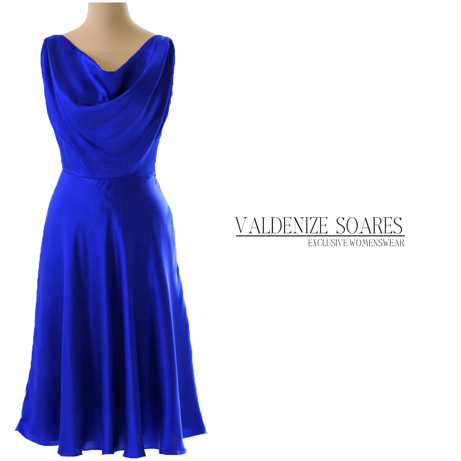 electric blue silk dress