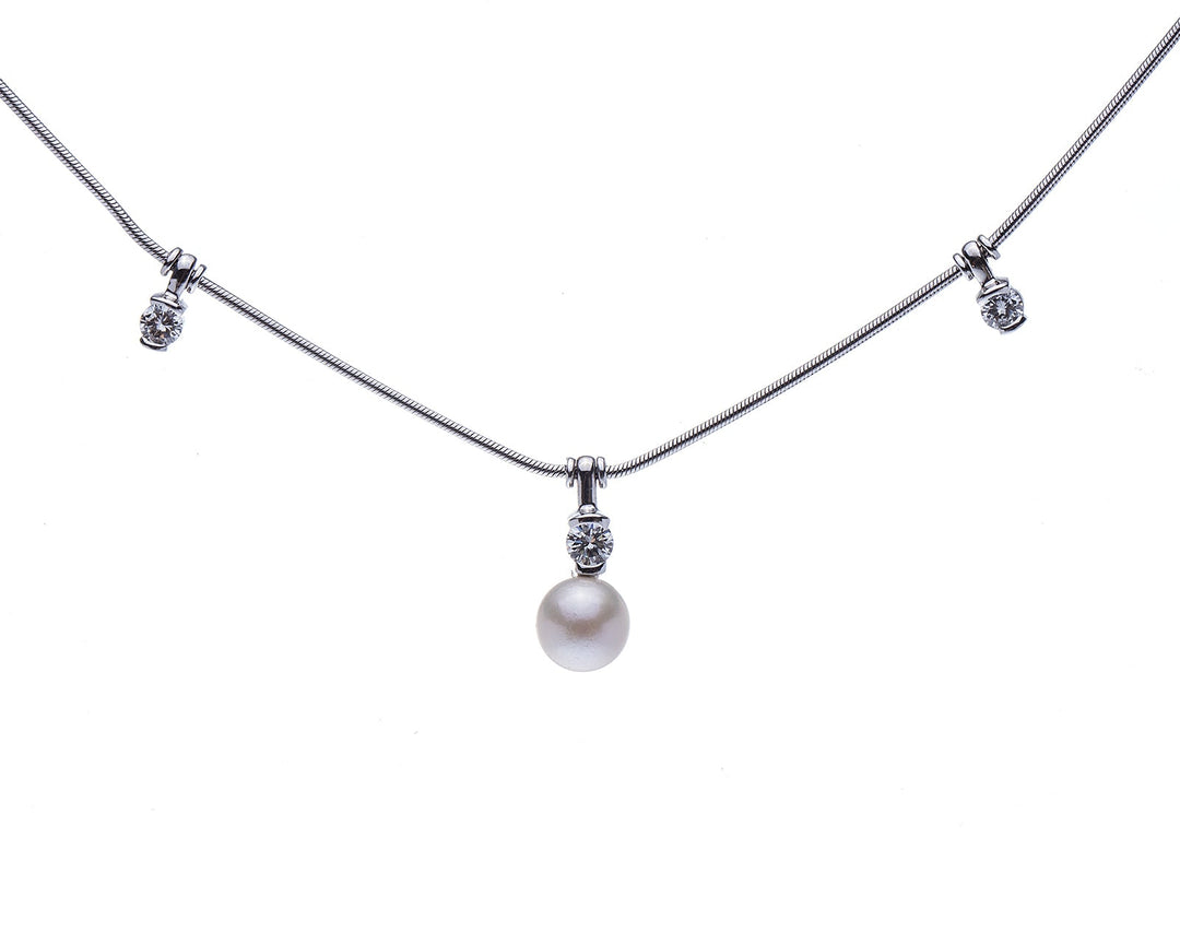 Husar's House of Fine Diamonds. 14Kt White Gold Fancy Double Strand 9-12mm  Black Tahitian Pearl with Antique Diamond Clasp Necklace