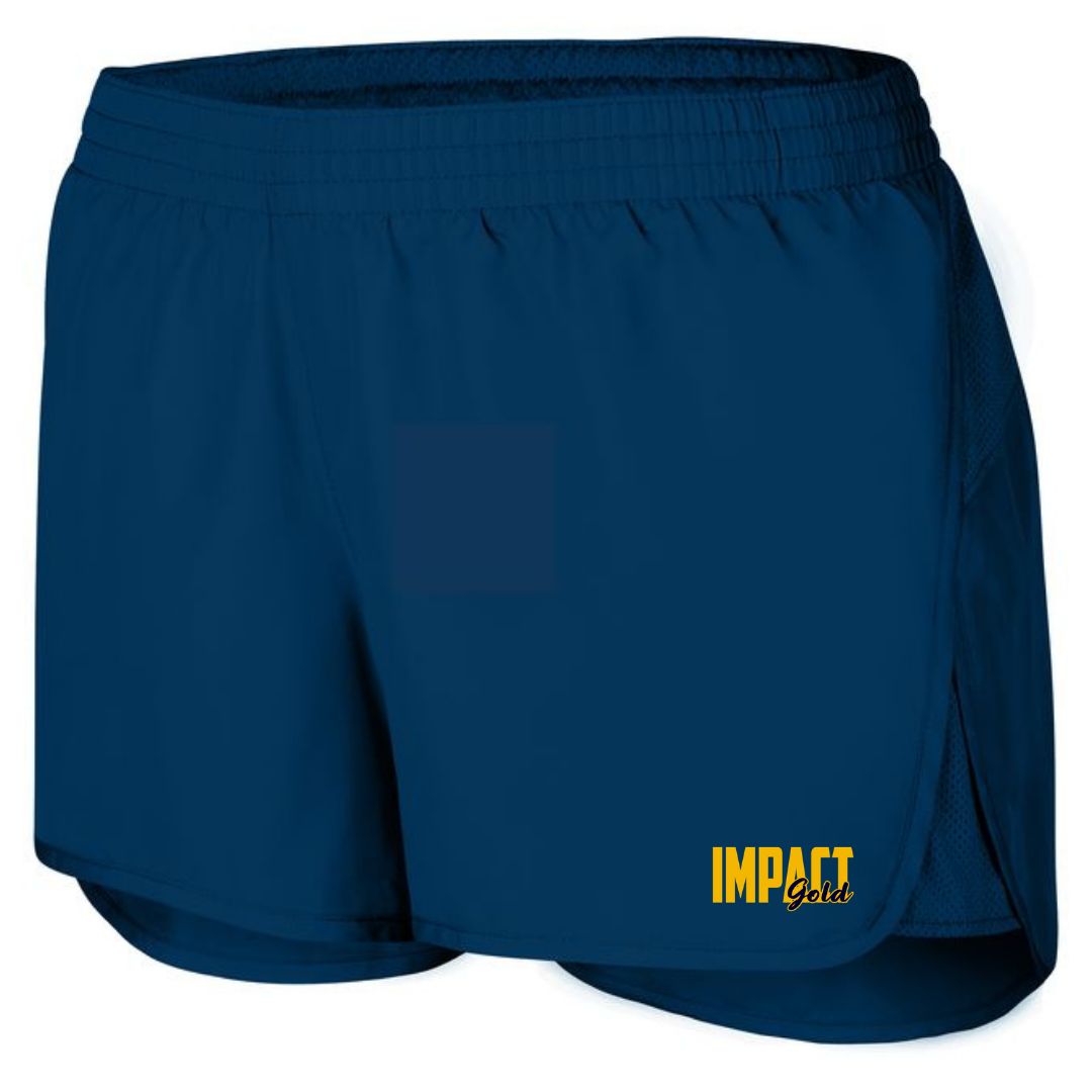 NAVY LADIES RUNNING SHORTS IMPACT GOLD FASTPITCH STORE