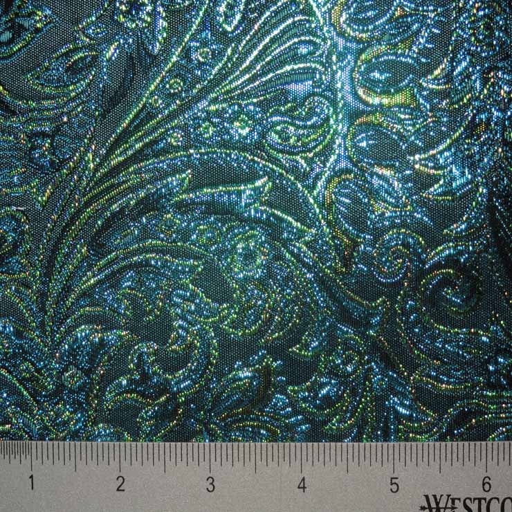 Baroque Metallic Brocade Fabric 05 Peacock Rainbow