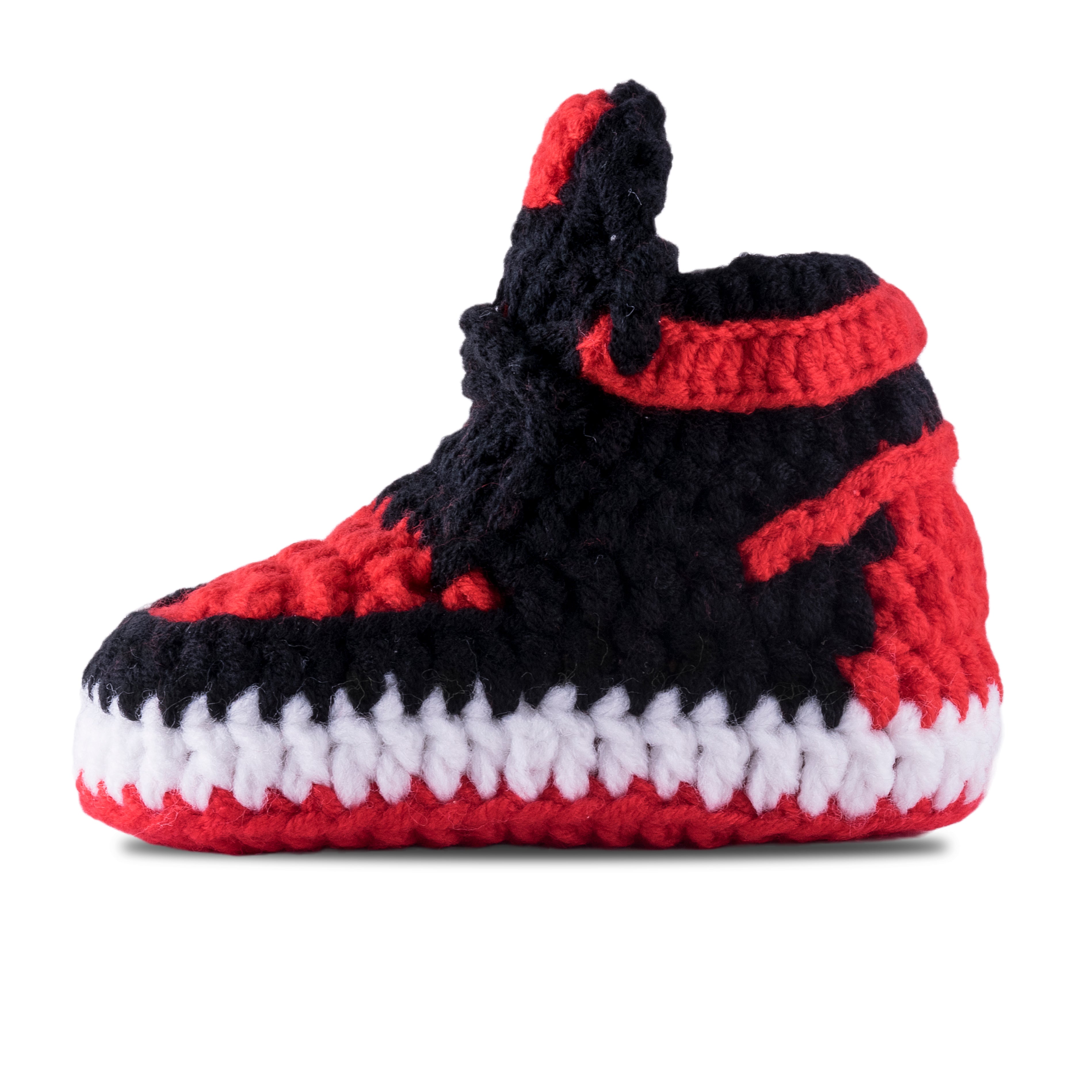 J-1 Crochet Baby Shoes Red - DiaperBookClub product image