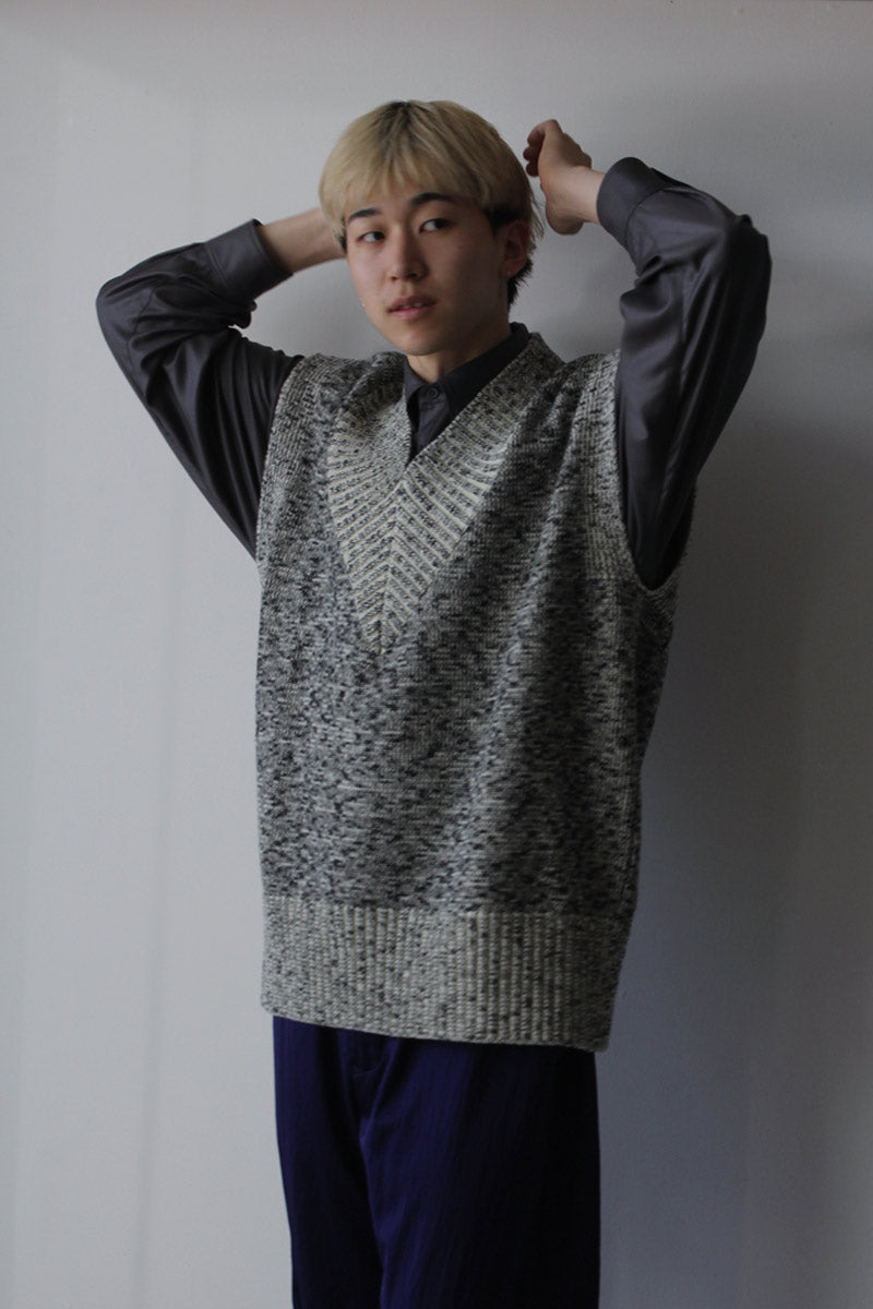 08sircus Wool Cotton melange V-neck vest - ベスト/ジレ